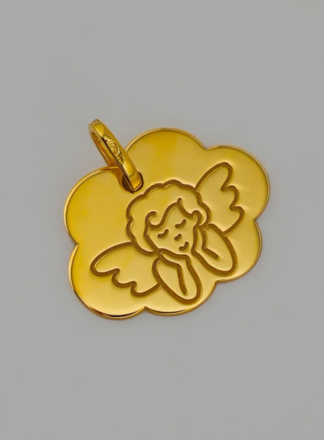 Protective Angel Medal - Cloud Shape in 375 Gold (pic 2)