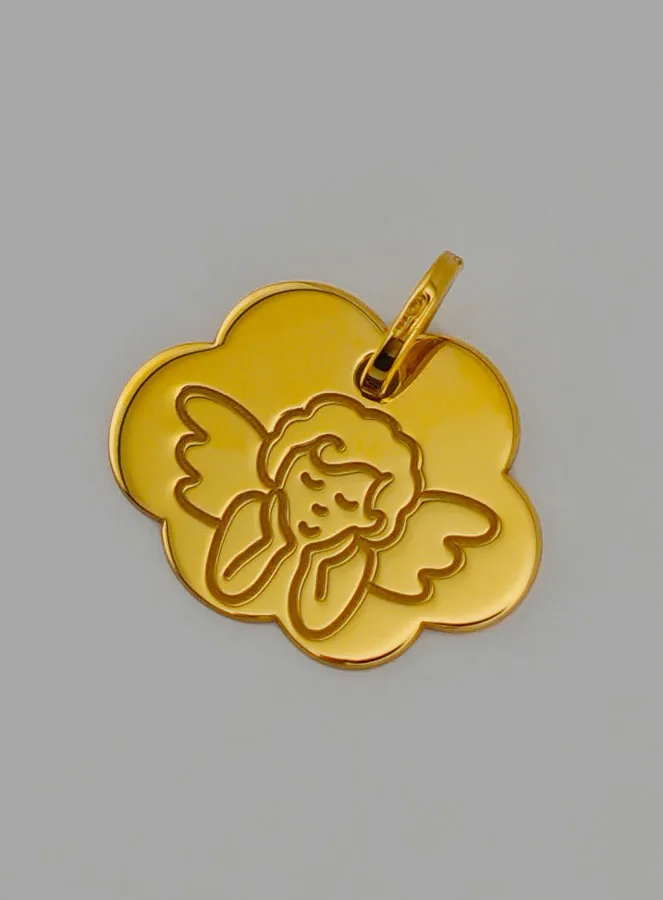 Protective Angel Medal - Cloud Shape in 375 Gold (pic 3)