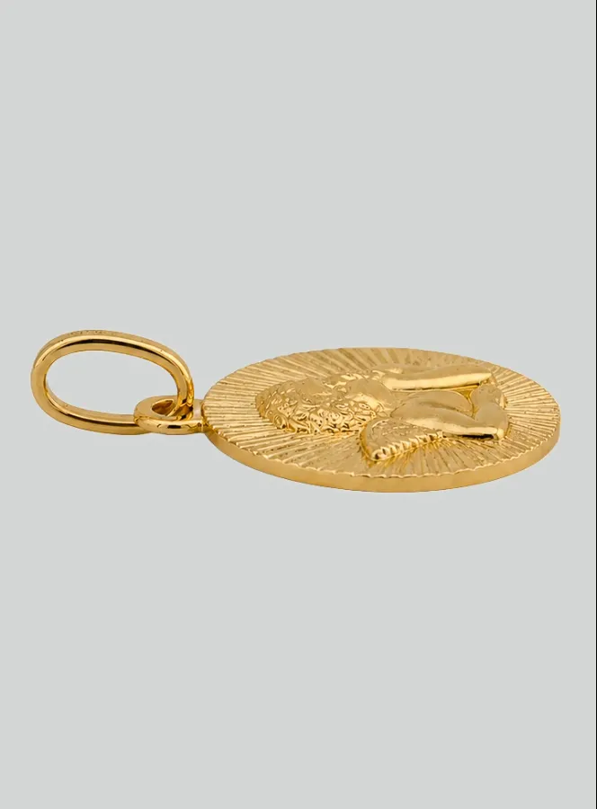 Guardian Angel Zircons & Gold Round Baptism Medal (pic 4)