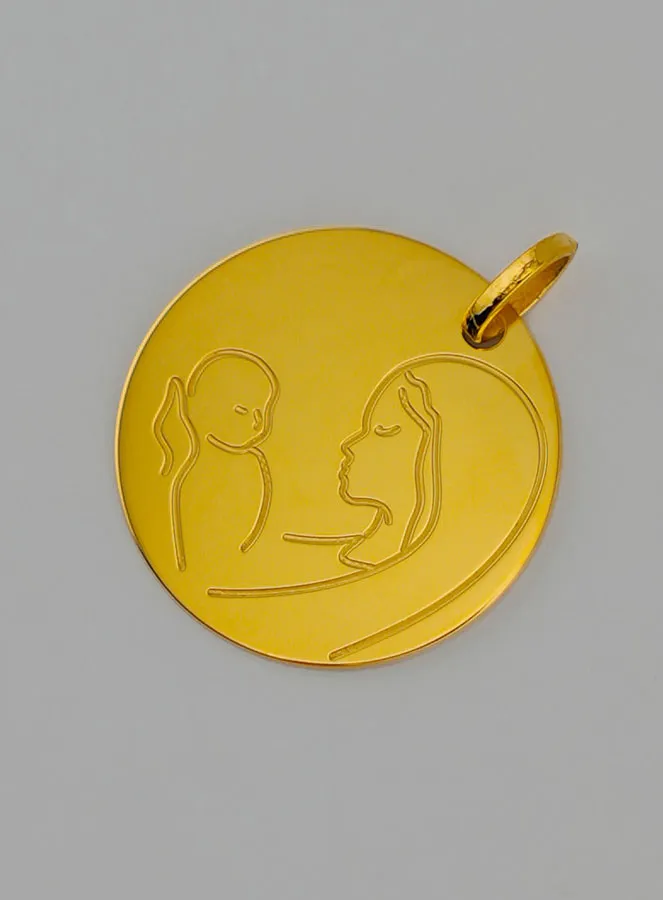 Virgin with Baby 9 Carat Gold Baptism Medal (pic 3)