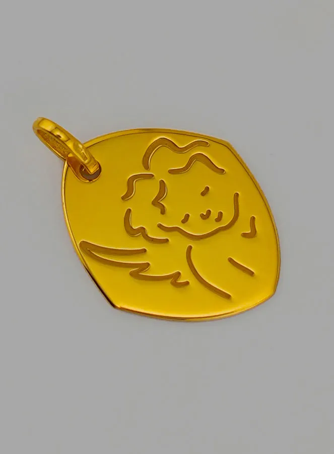 Angel Protector Baptism Medal - Gold Diamond Shape (pic 2)