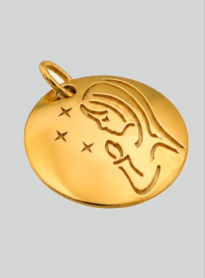 Virgin in Prayer to the Stars 9 Carats Gold Medal (pic 2)