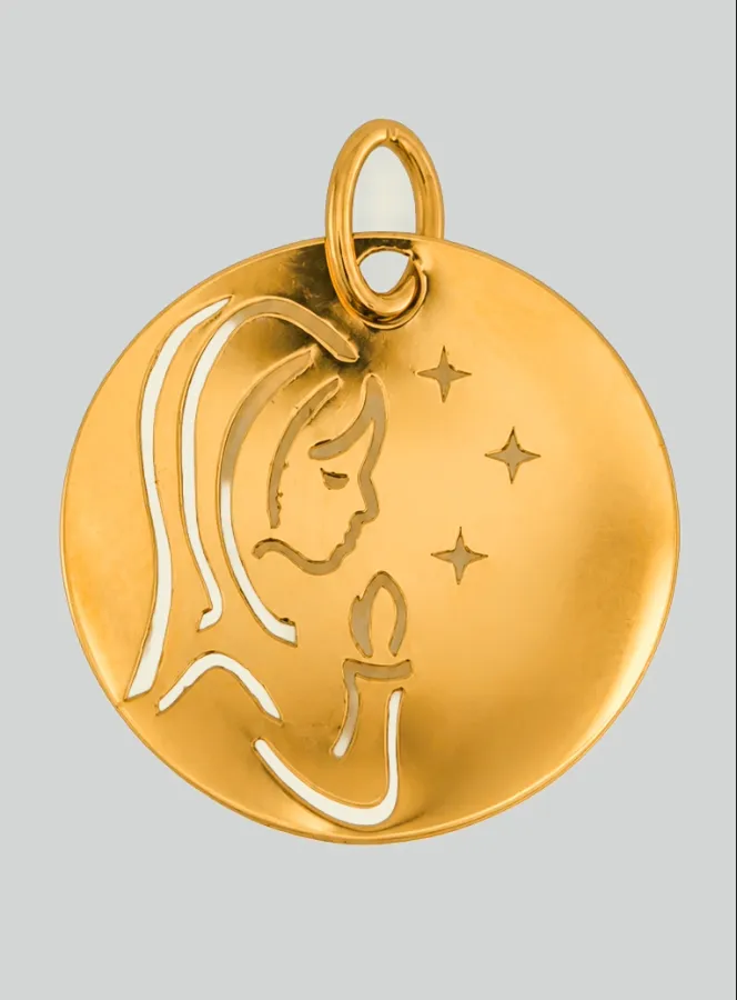 Virgin in Prayer to the Stars 9 Carats Gold Medal (pic 3)