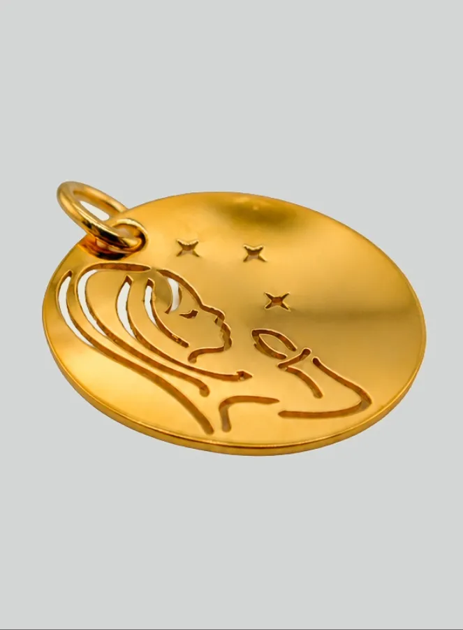 Virgin in Prayer to the Stars Gold Baptism Medal (pic 4)