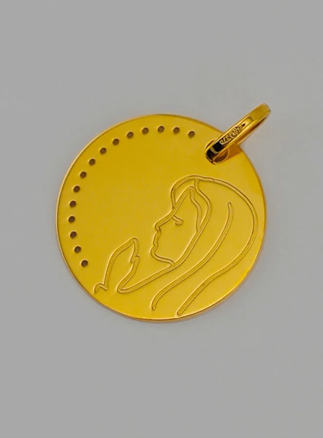 Virgin Mary in Prayer 9 Carat Gold Baptism Medal (pic 3)