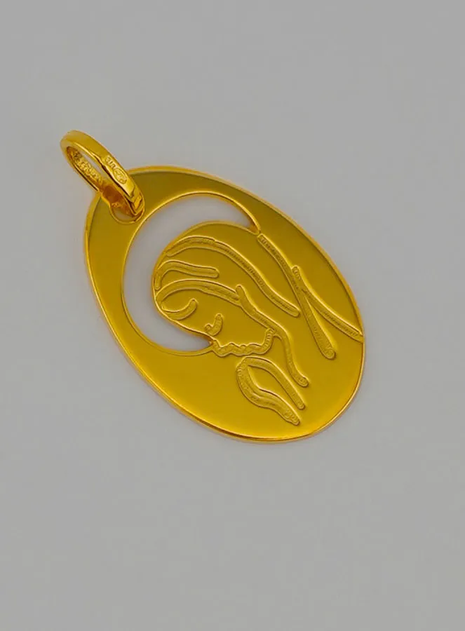 Virgin Mary Openwork Gold Baptism Medal (pic 2)