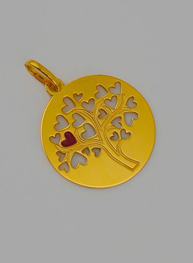 Tree of Life & Red Heart Gold Baptism Medal (pic 2)