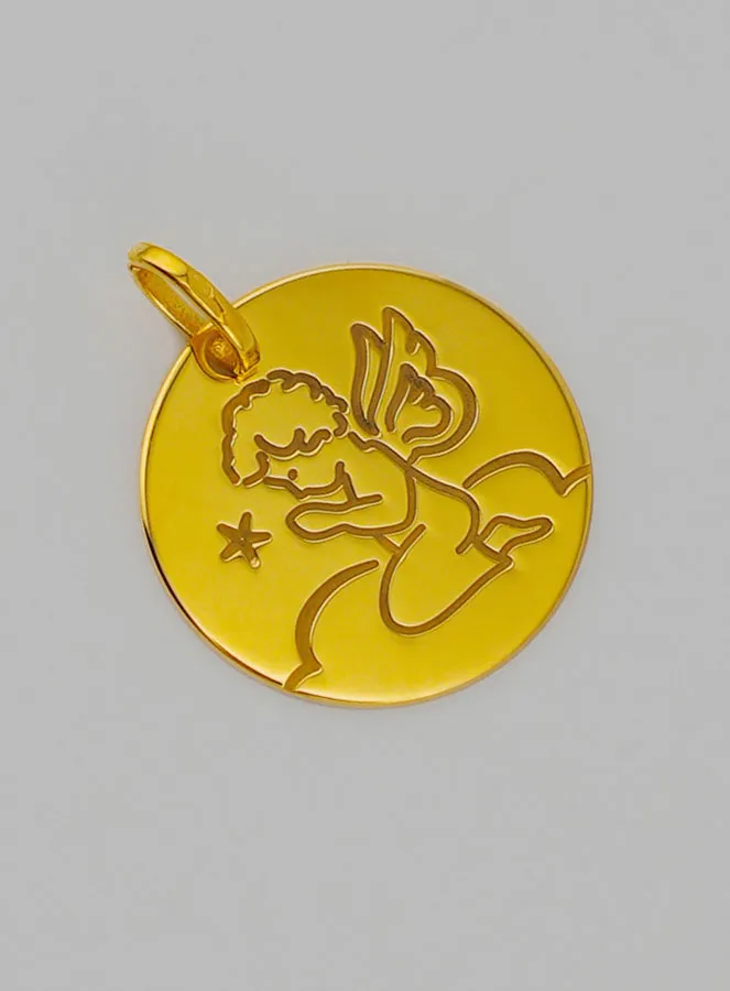 Guardian Angel in Prayer Gold Baptism Medal (pic 2)