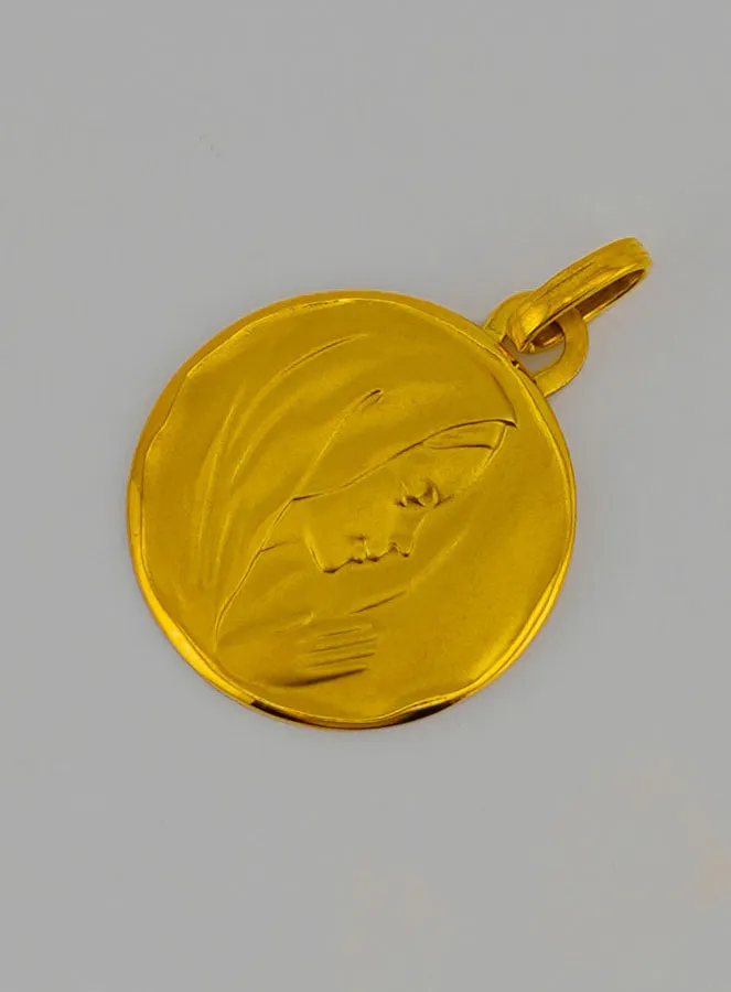 Virgin Mary with Veil Right Profil Gold Baptism Medal (pic 3)