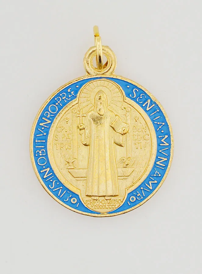 Saint Benedict Gold Plated Metal Medal - 2,1 cm (pic 4)