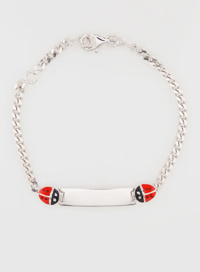 925 Silver Baptism Gourmette to Engrave - 2 Ladybugs (pic 2)