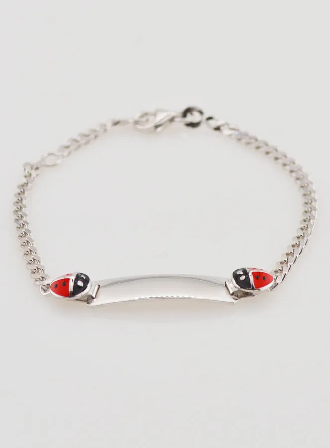 925 Silver Baptism Gourmette to Engrave - 2 Ladybugs (pic 3)