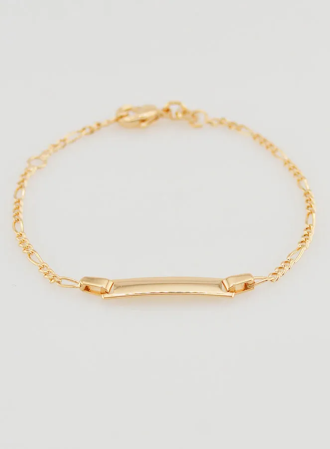 18Kt Gold Plated Baby Baptism Bracelet to Engrave - Horse Mesh (pic 2)