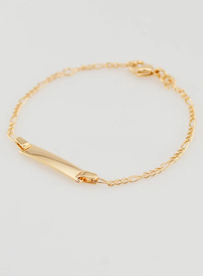 18Kt Gold Plated Baby Baptism Bracelet to Engrave - Horse Mesh (pic 3)