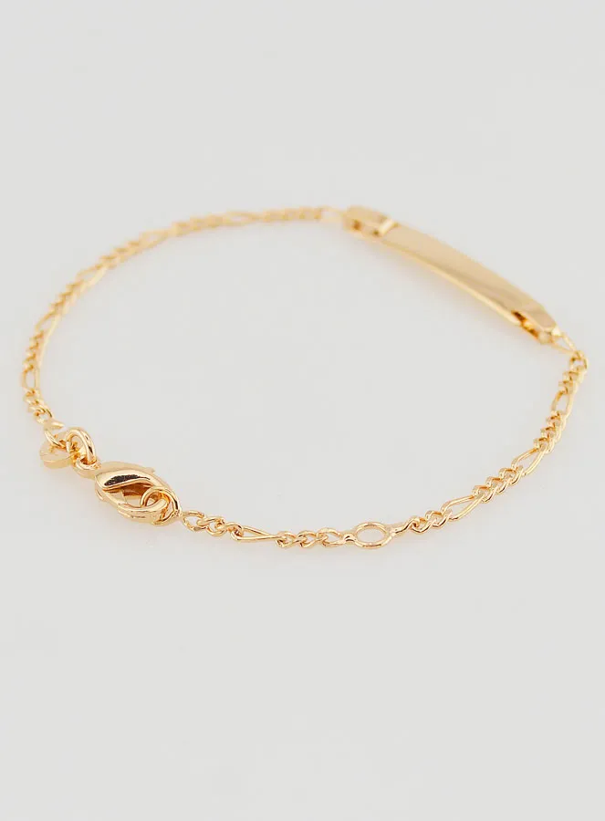 18Kt Gold Plated Baby Baptism Bracelet to Engrave - Horse Mesh (pic 4)