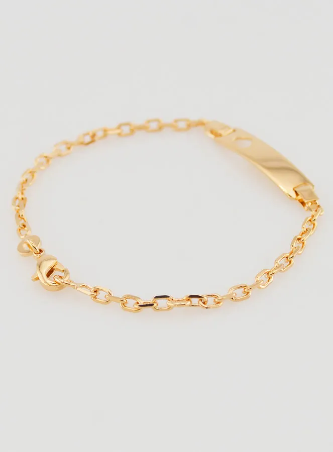 Gold Plated Baby Baptism Bracelet - ID Plate with Heart (pic 4)