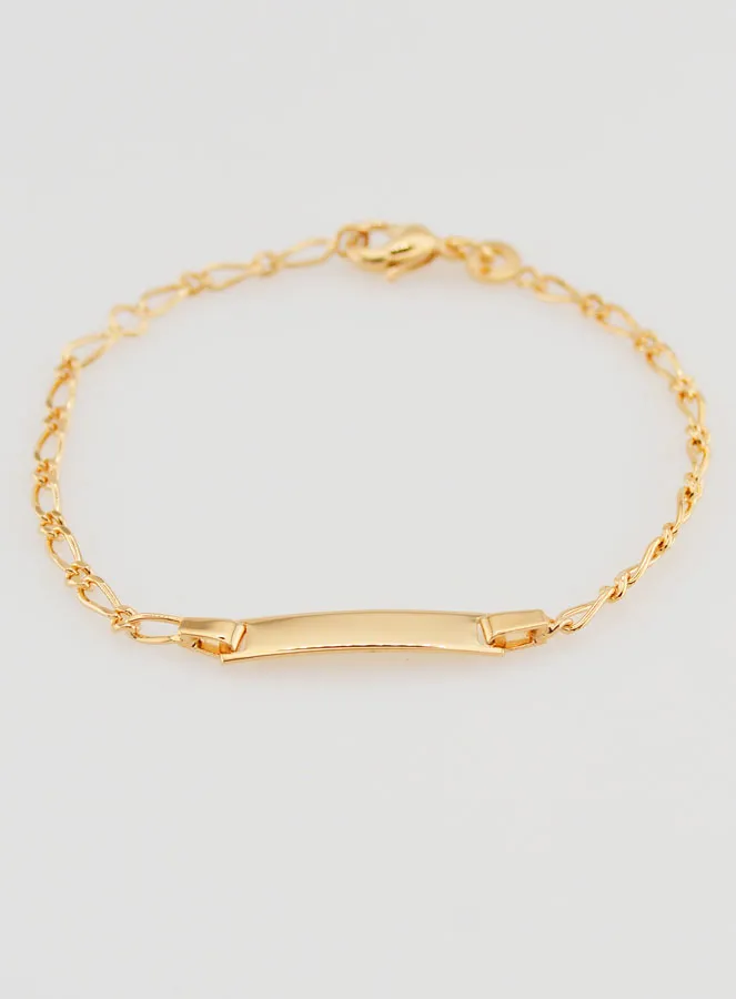 Gold Plated Baby Baptism Bracelet - Online Engraving Plate (pic 2)