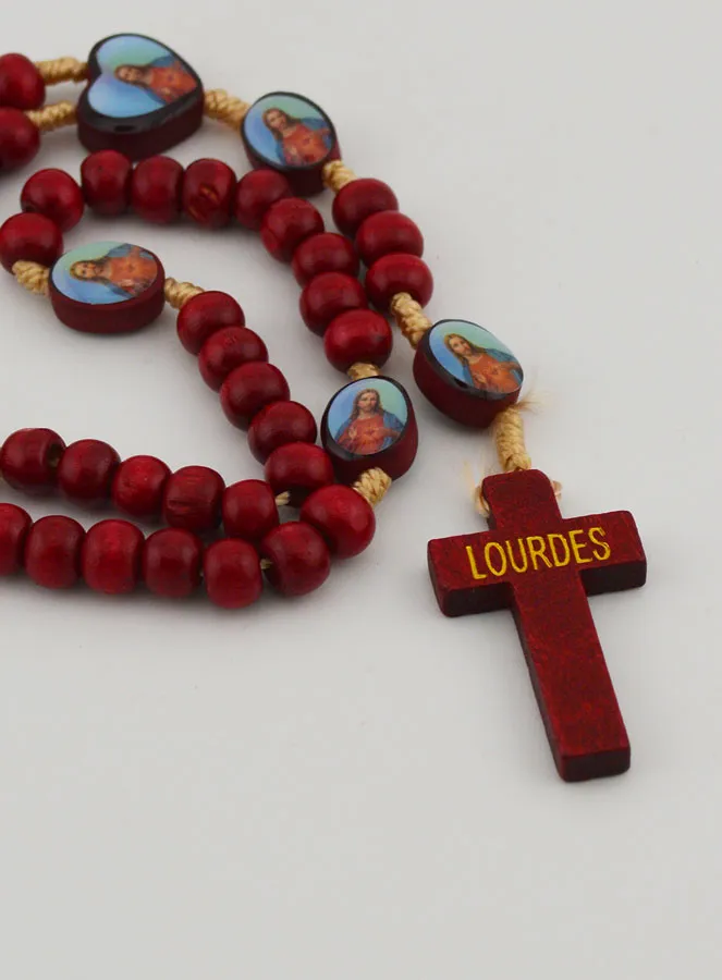 Holy Heart of Jesus Wooden Rosary on a String (pic 3)