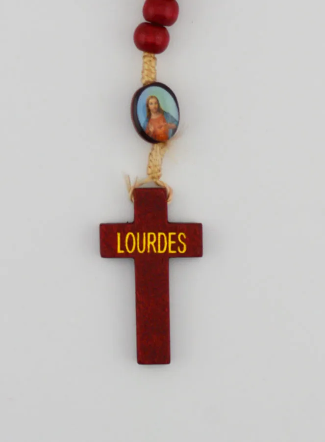 Holy Heart of Jesus Wooden Rosary on a String (pic 4)
