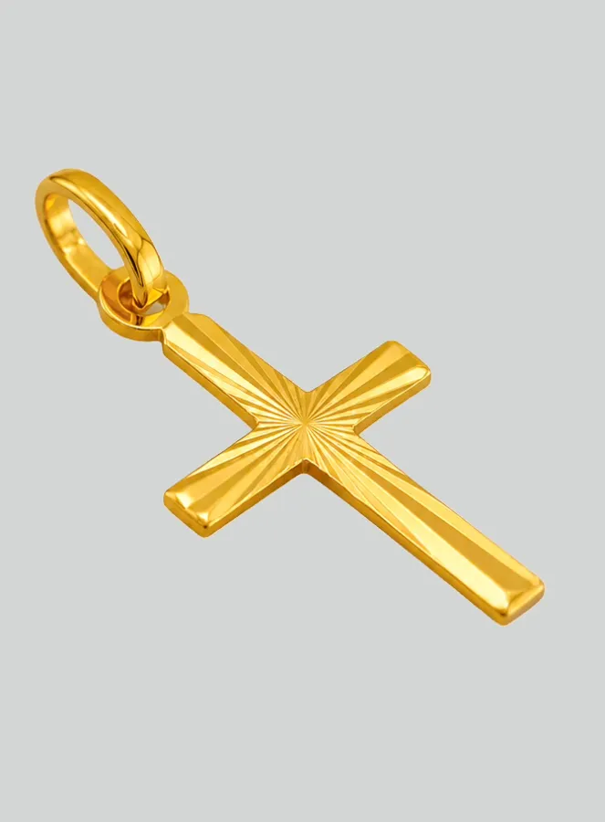 Shiny Latin Cross in Solid Yellow Gold (pic 2)
