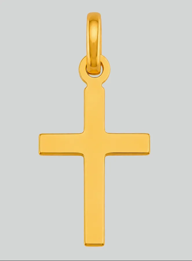 Shiny Latin Cross in Solid Yellow Gold (pic 3)