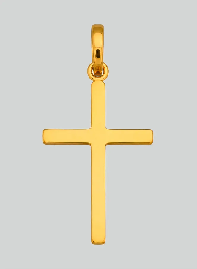 Solid Yellow Gold Cross Pendant with Pattern (pic 3)