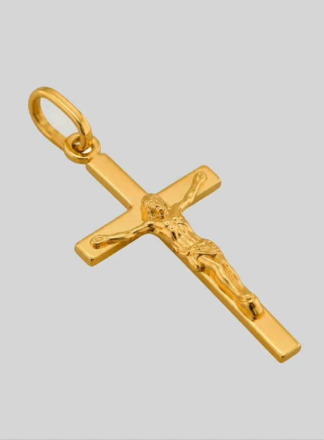 Yellow Solid Gold Christ's Cross Pendant (pic 2)