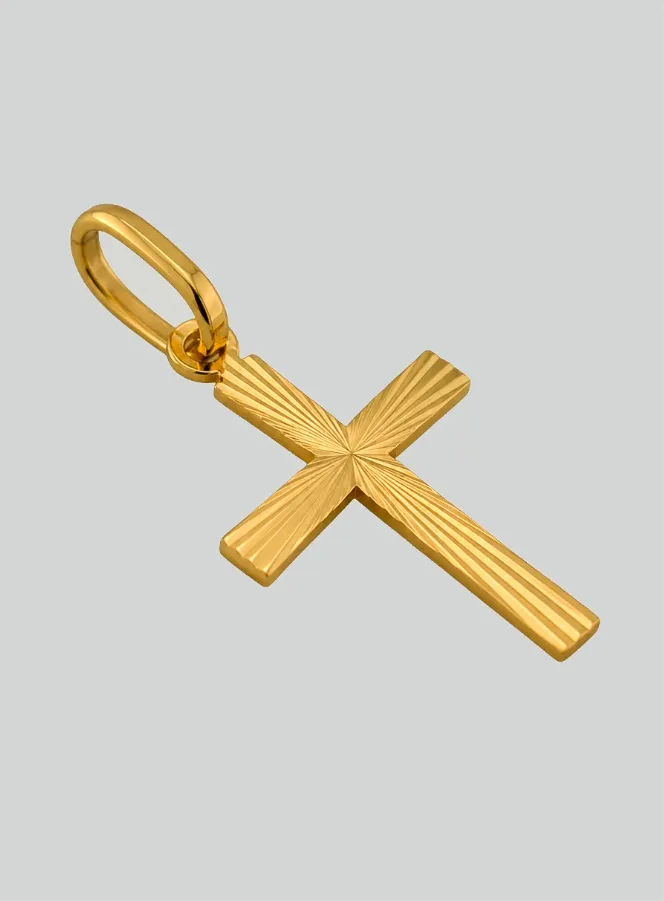 Yellow Solid Gold Zircons and Striated Cross Pendant (pic 4)