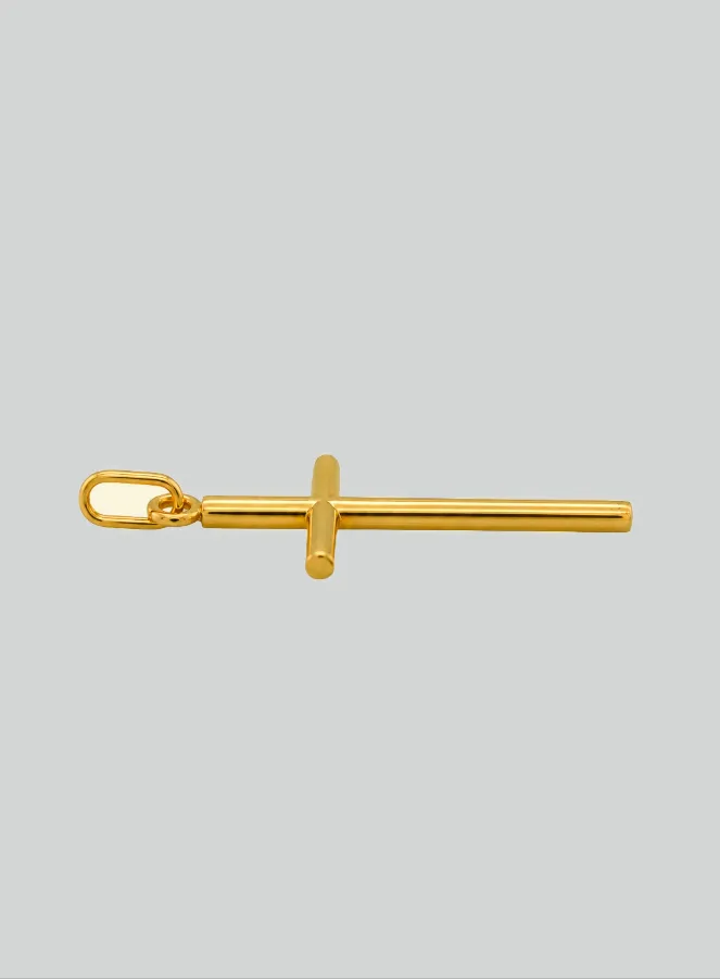 375 Yellow Gold Round Wire Cross Pendant (pic 4)