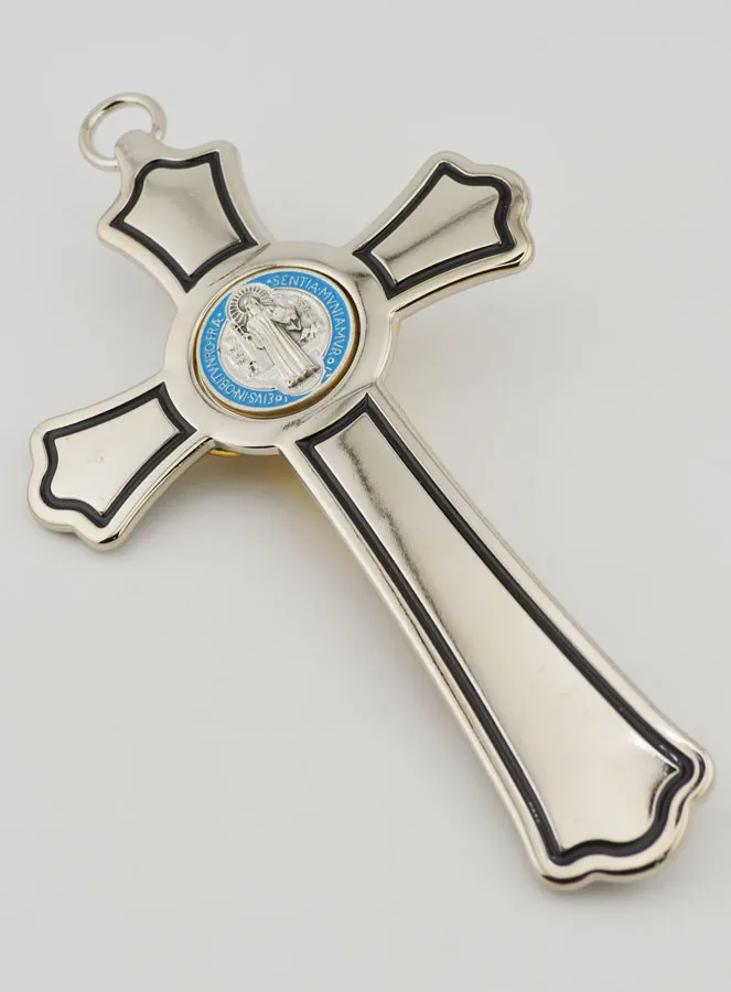 Saint Benedict Silver Metal & Medal Cross - 20 cm (pic 4)