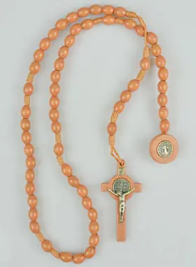 Light Brown Wooden Rosary Saint Benedict (pic 1)
