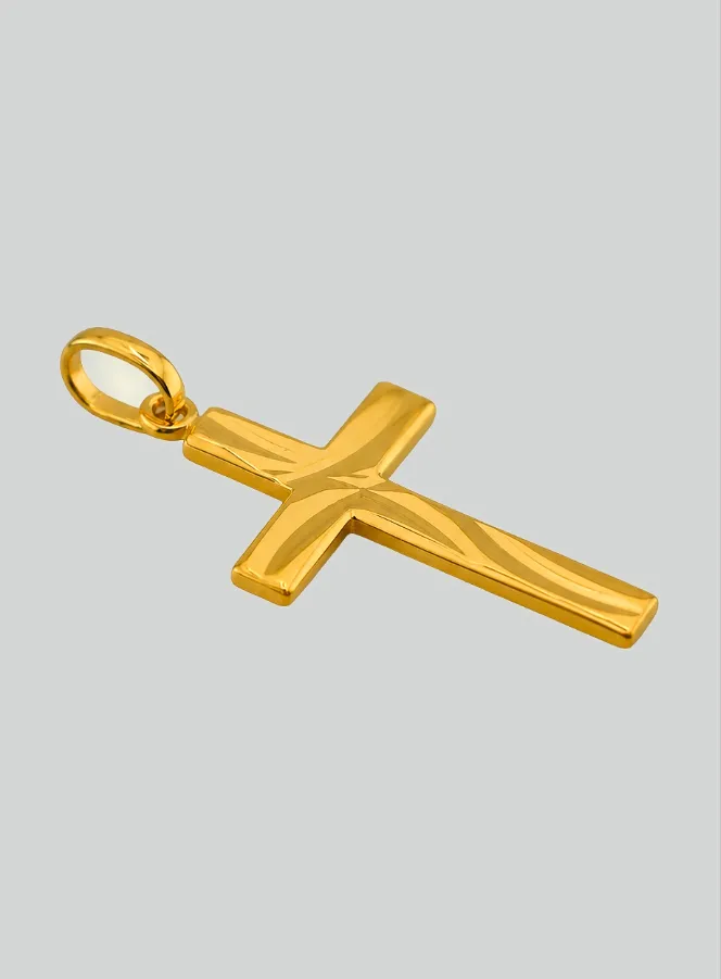 Sculpted Christ's Cross Pendant - Yellow Solid Gold (pic 2)