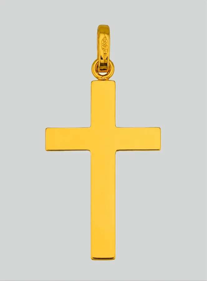 Sculpted Christ's Cross Pendant - Yellow Solid Gold (pic 3)