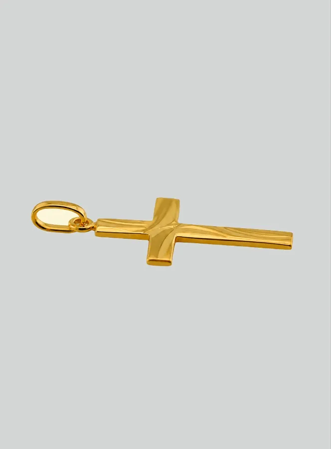 Sculpted Christ's Cross Pendant - Yellow Solid Gold (pic 4)