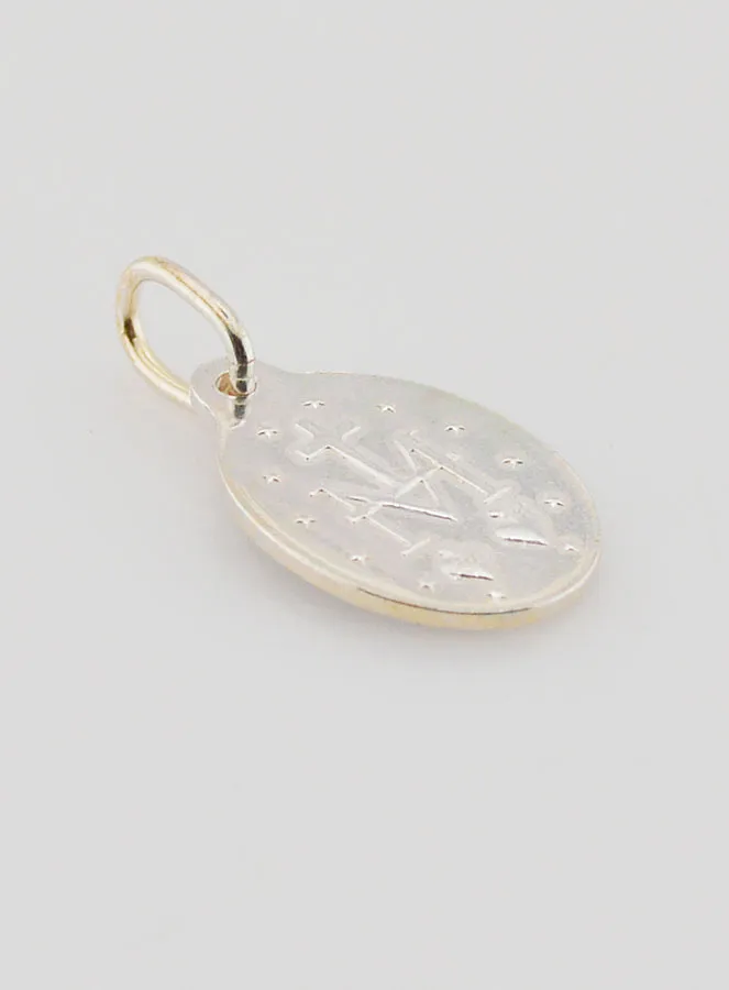 Miraculous Medal in Silver Metal - Blue Enamel - 15 mm (pic 4)