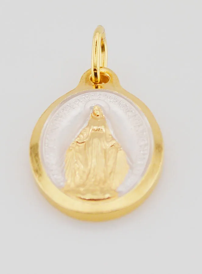 Miraculous Medal Coated With 24K Gold & Silver - 25 mm (pic 2)