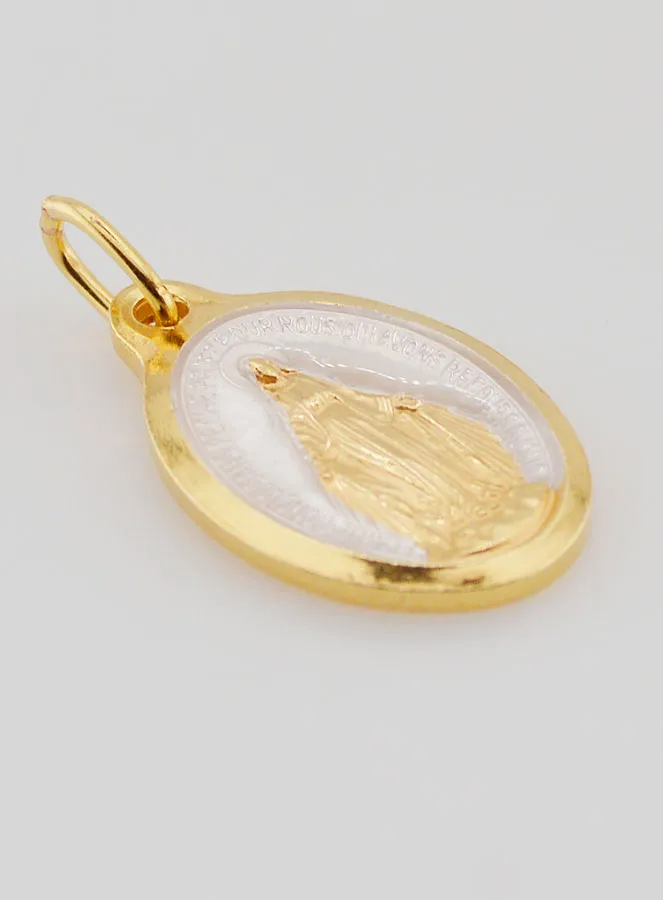 Miraculous Medal Coated With 24K Gold & Silver - 25 mm (pic 3)
