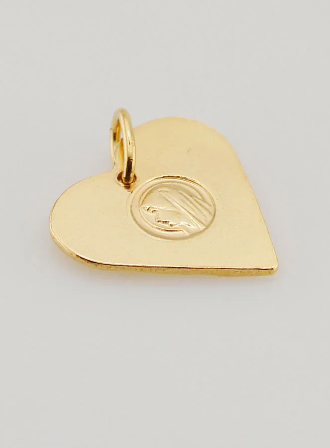 Our Lady of Lourdes Golden Heart Shape Medal in 24 Carats Gold (pic 4)