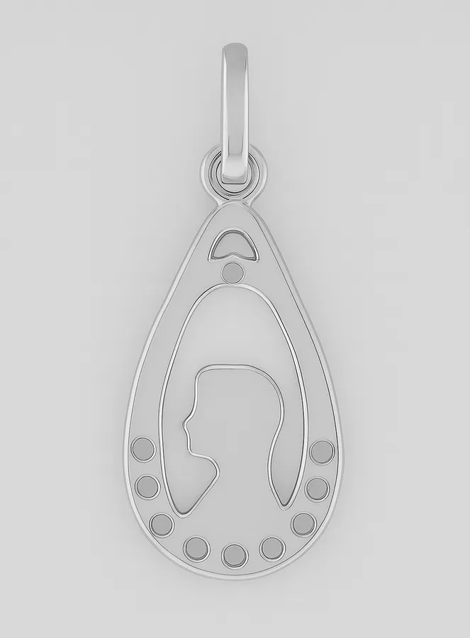 Virgin Mary Drop Pendant - Rhinestone Diamond & Silver (pic 3)