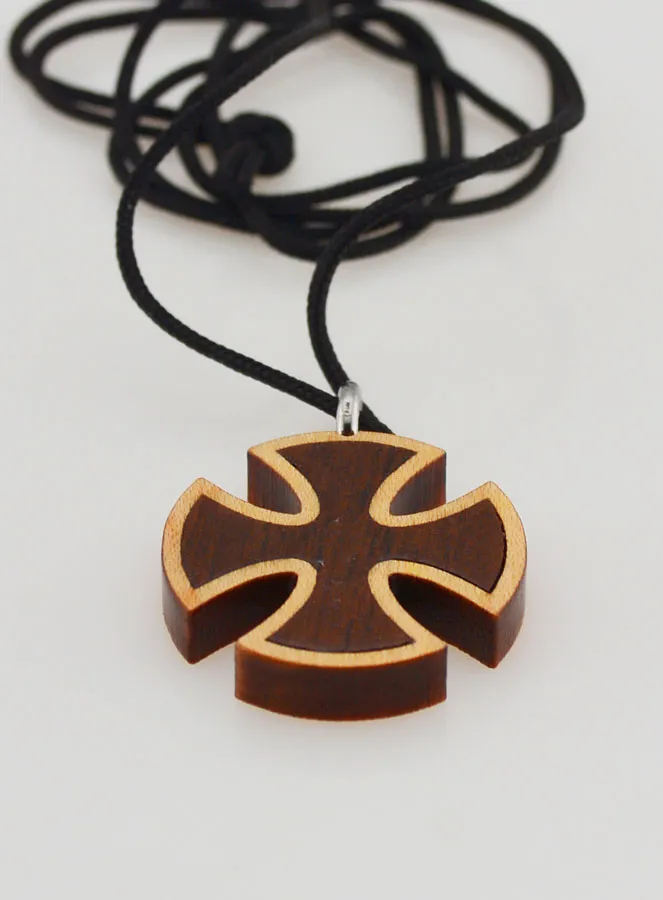 Square Wood Cross Pendant (pic 3)