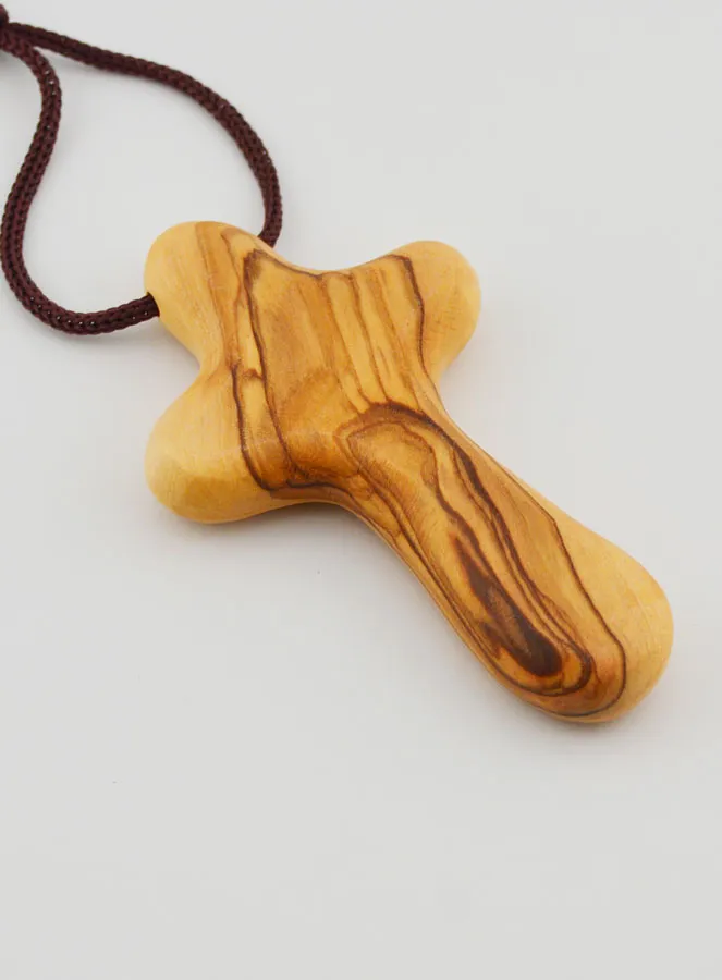 Olive Wood First Communion Cross Pendant (pic 3)