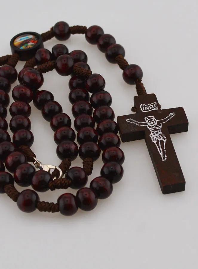 Wooden Chaplet with Dark  Beads - Necklace (pic 3)