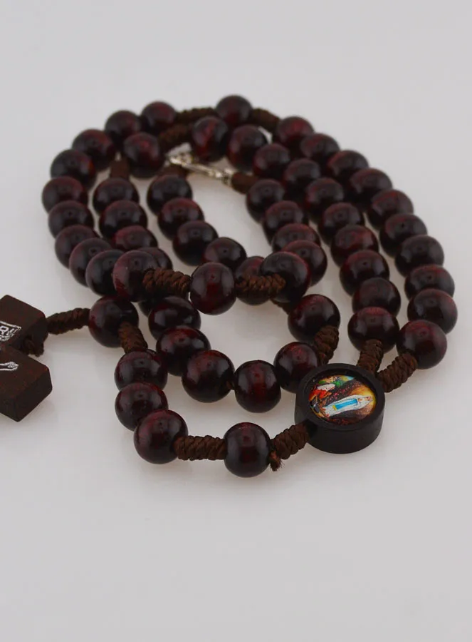 Wooden Chaplet with Dark  Beads - Necklace (pic 4)