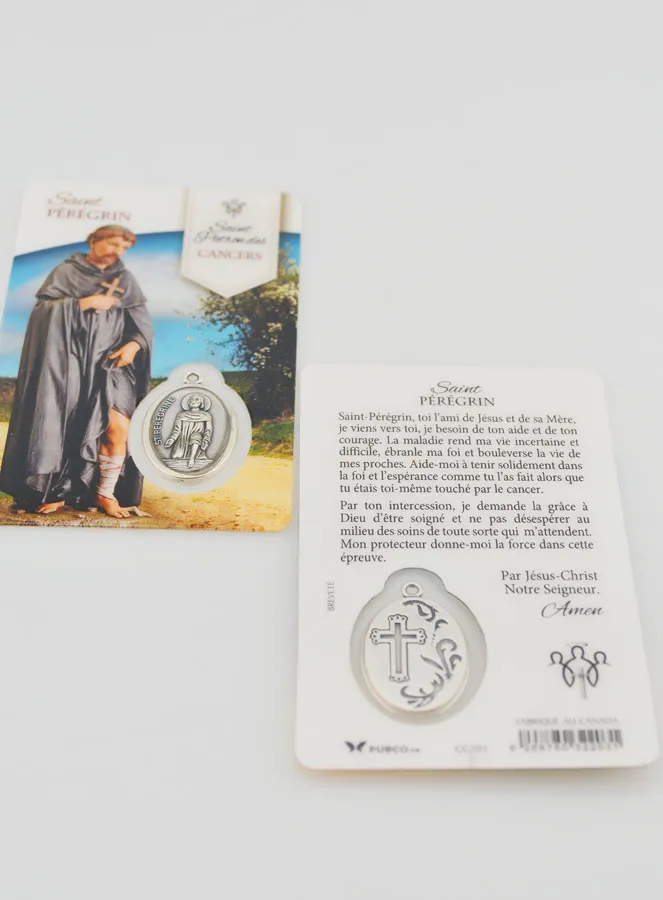 Saint Peregrine Prayer Card with Medal (pic 4)