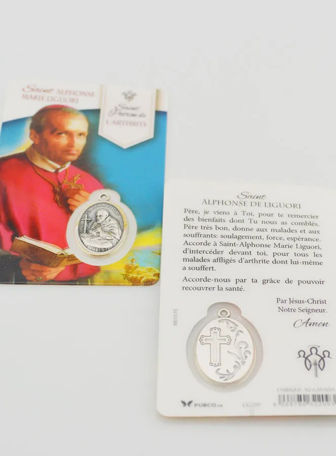 Saint Alphonsus Mary Liguori Prayer Card with Medal (pic 4)