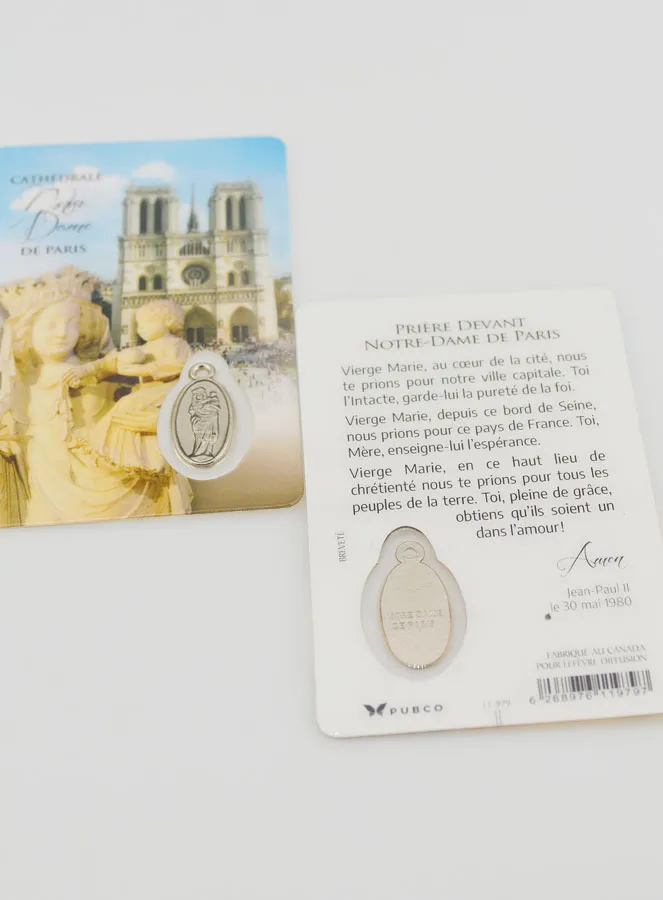 Cathedral of Notre Dame de Paris Prayer Card with Medal (pic 4)