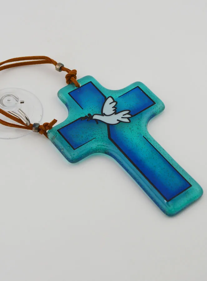 Glass Cross - Dove of Peace with Olive Tree (pic 3)