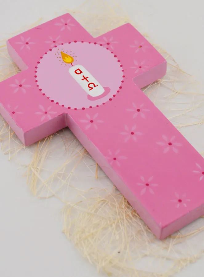 Alpha Omega Candle Child Cross - Pink (pic 3)