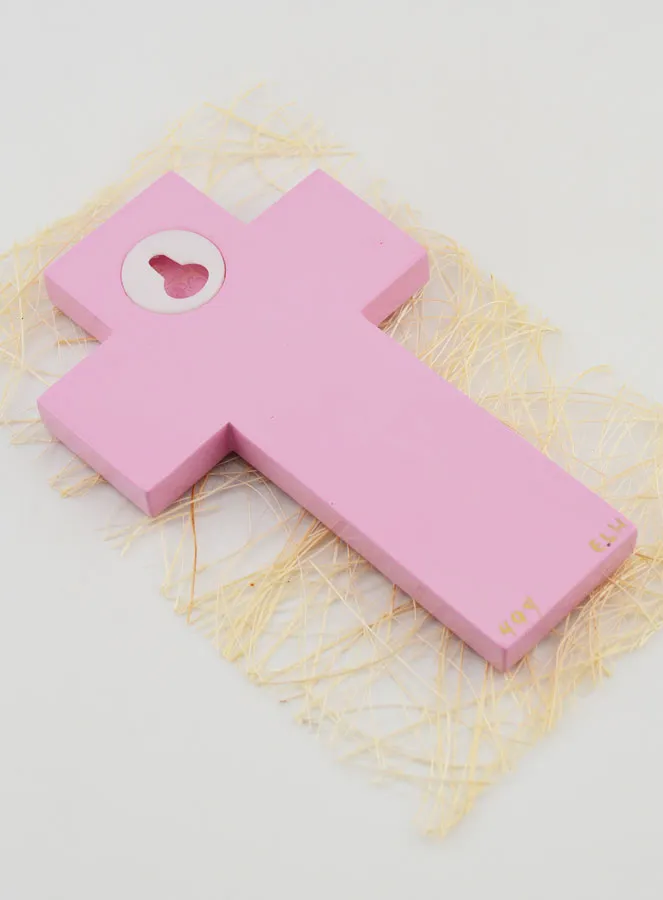 Baptism Candle Child Cross - Pink (pic 4)