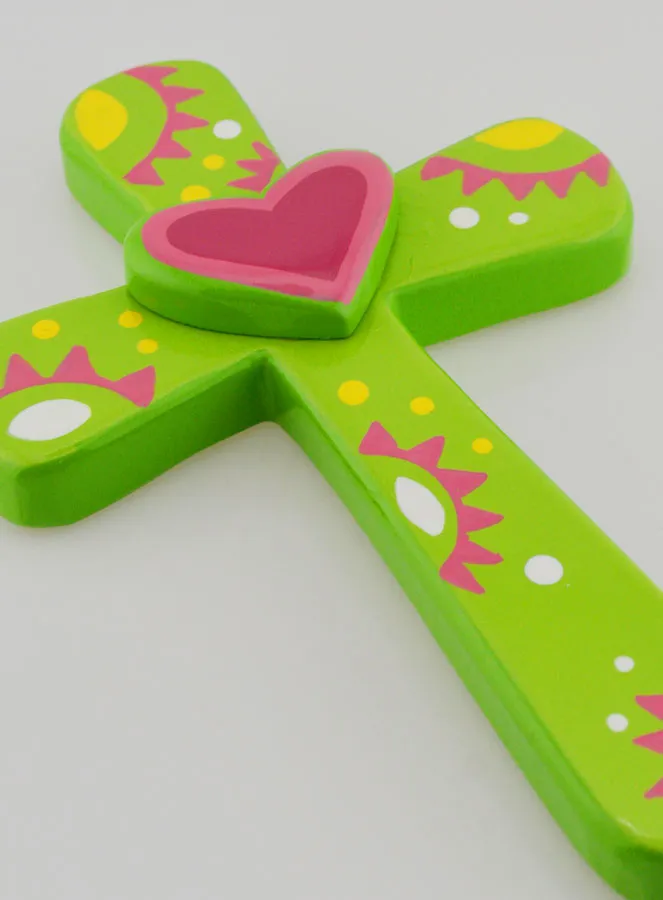 Pink Heart & Green Child Cross - 15 cm (pic 3)